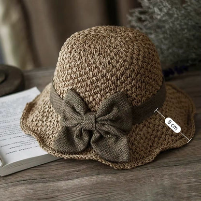 Foldable straw hat packed flat for travel