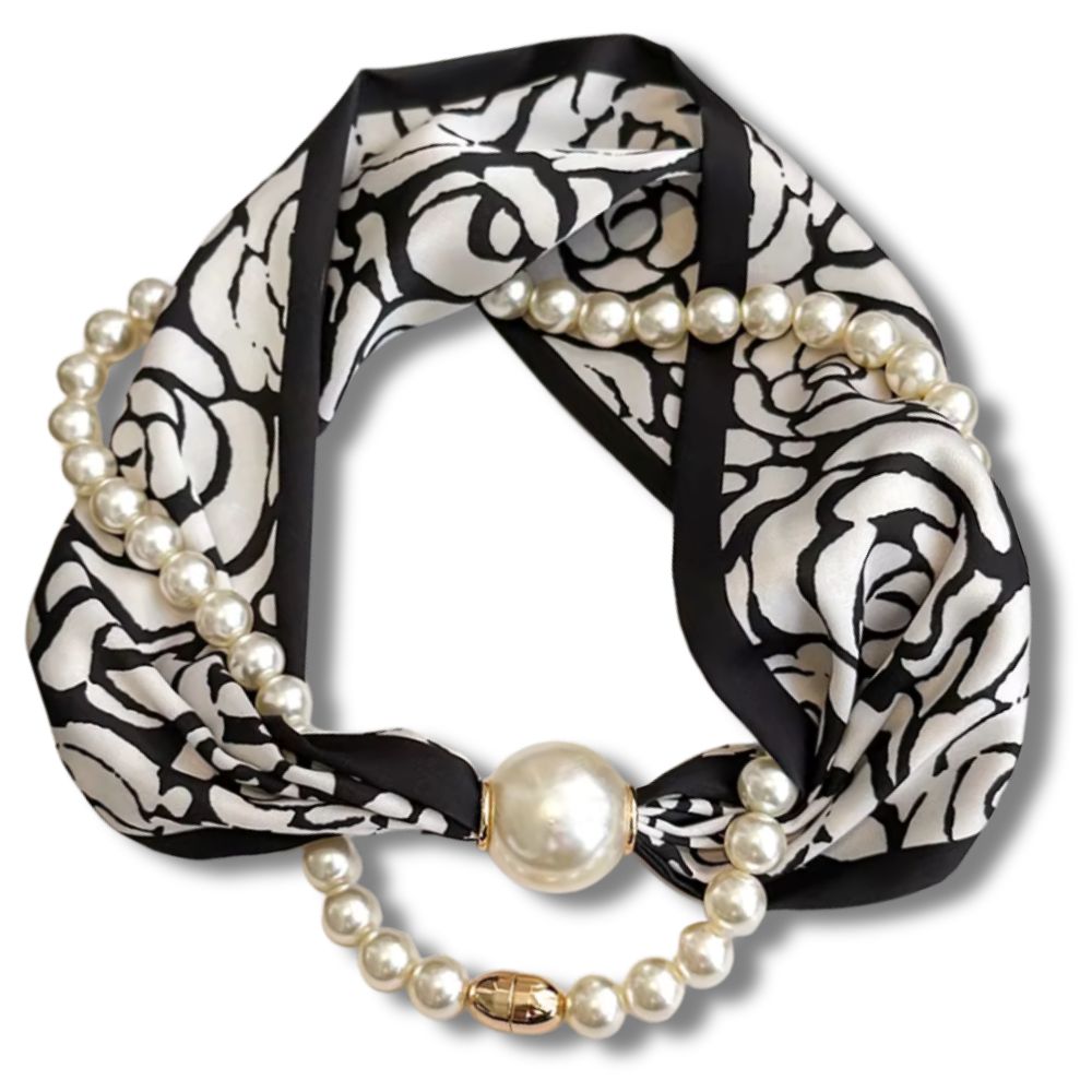 The Venise : Neck scarf jewelry with pearl accents Naryss